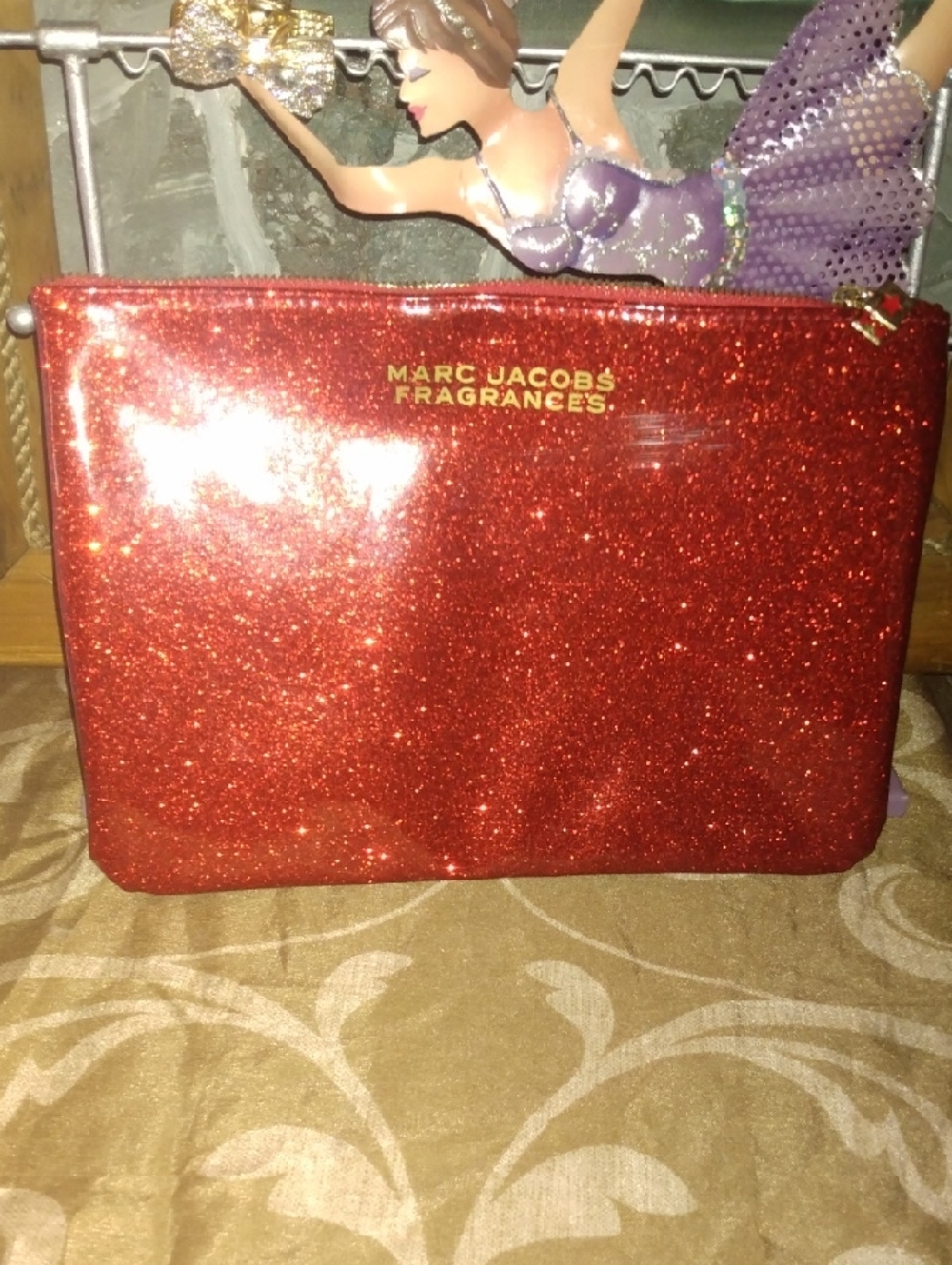Marc Jacobs Red Glitter Cosmetic Pouch